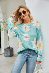 Women Sunflower Flower Sweater