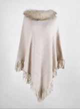 Fringe Knit Pullover Cloak Shawl