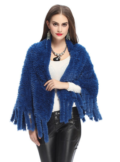 Hand-woven Fringed Fur Imitating Rabbit Hair Shawl