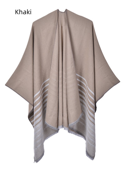 Double-sided Tassel Split Knitted Warm Cloak
