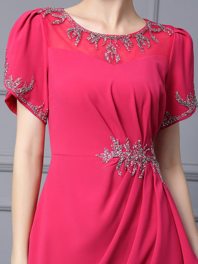 Red Short Sleeve Mother Of The Bride Dress
