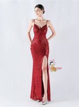Mermaid Sequins Spaghetti Straps Prom Dress