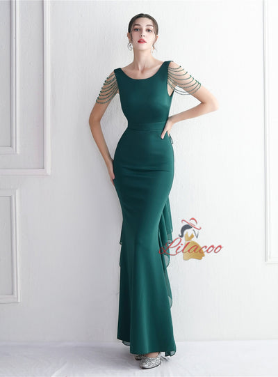 Mermaid Backless Beading Prom Dress