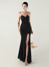 Sexy Mermaid Strapless Pleats Prom Dress