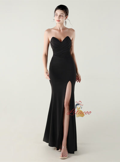 Sexy Mermaid Strapless Pleats Prom Dress