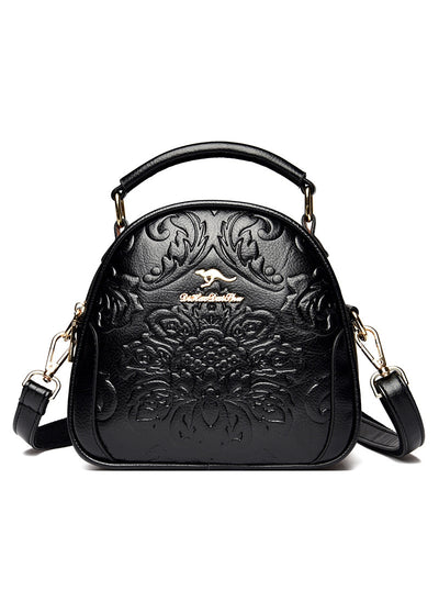 Round Bag Embossed Shoulder Slung Handbag