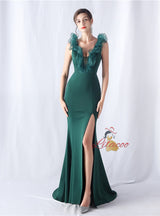 V-neck Mermaid Split Prom Dress