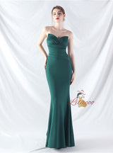 Mermaid Strapless Pleats Prom Dress