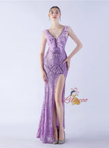 V-neck Sequins Mermaid Prom Dress