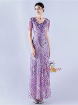 V-neck Sequins Cap Sleeve Beading Sequins Prom Dress