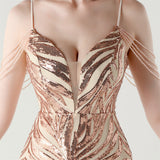 Mermaid Sequins Spaghetti Straps Beading Prom Dress