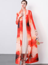 Women Fold Loose Large Print Coat