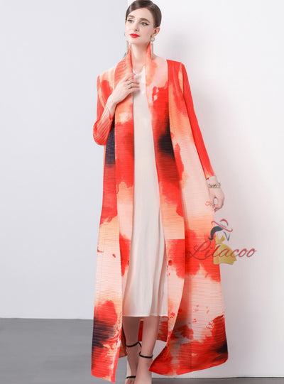 Women Fold Loose Large Print Coat