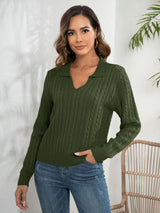 Lapel Twist Pullover Loose Sweater