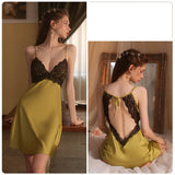 Deep V Lace Leisure Suspender Nightdress