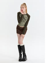 Long Sleeve Retro Contrast T-Shirt