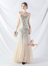Spaghetti Straps Sequins Beading Prom Dress