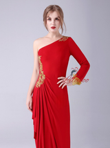 Red Long Sleeve Appliques Mother Of The Bride Dress