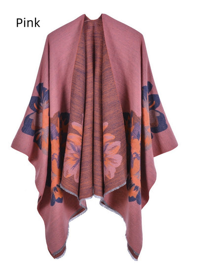 Jacquard Split Padded Warm Split Shawl