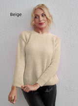 Solid Color Versatile Top Round Neck Sweater