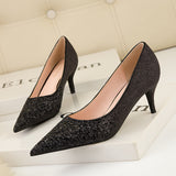 Pointed Gradient Sequined Shoes