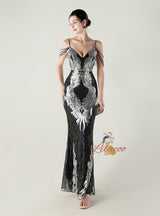 Mermaid Sequins Spaghetti Straps Beading Prom Dress