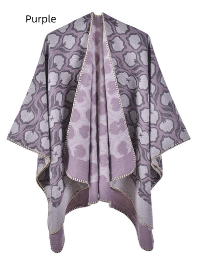 Retro Flower Warm Shawl Cloak