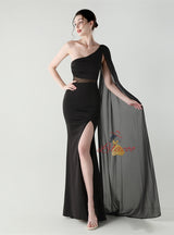 One Shoulder Mermaid Split Prom Dress