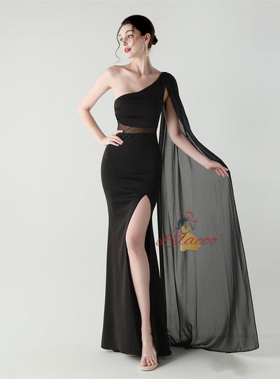 One Shoulder Mermaid Split Prom Dress