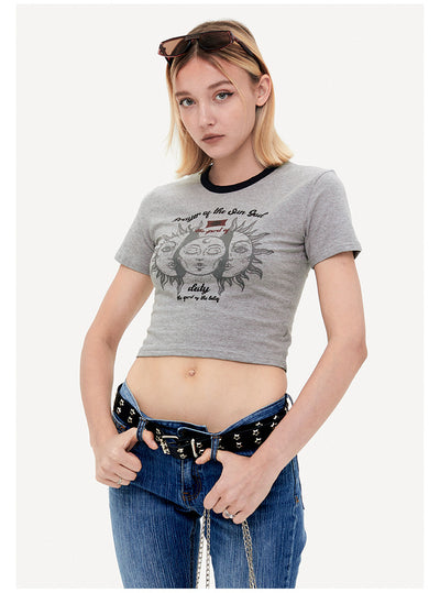 Retro Contrast Short Short Sleeve T-shirt