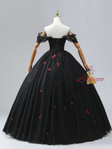 Black Tulle Sequins Prom Dress