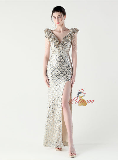 Mermaid Sequins Beading Prom Dress