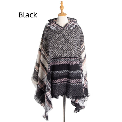 Women Cape Hooded Shawl Cloak