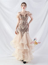 Mermaid Tulle Sequins Spaghetti Straps Prom Dress