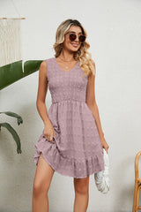 Jacquard Chiffon Loose V-neck Dress