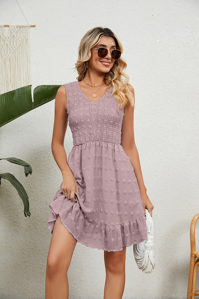 Jacquard Chiffon Loose V-neck Dress