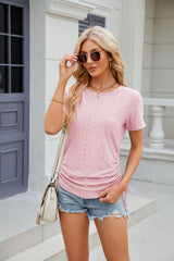 Solid Color Round Neck Loose Short Sleeve T-shirt