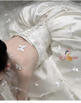 Ball Gown White Satin Strapless Wedding Dress