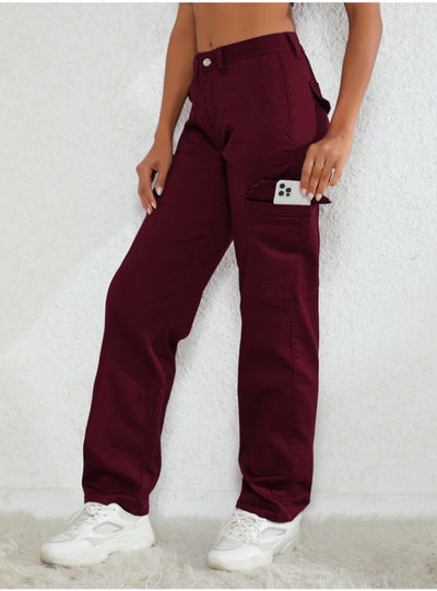 High Waist Loose Pocket Jeans