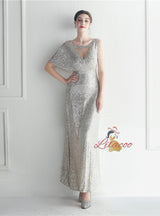 Scoop Neck Sequins Beading Prom Dress