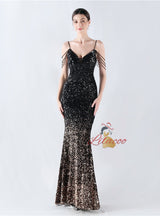 Mermaid Spaghetti Straps Beading Prom Dress