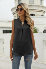 Solid Color Chiffon Shirt V-neck Vest