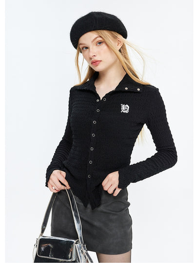 Lapel Long Sleeve Shirt T-shirt