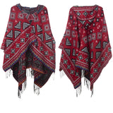 Jacquard Ladies Fringed Hooded Cloak Shawl