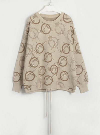 Loose Round Neck Printed Casual Sweater