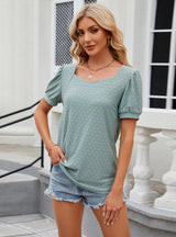 Women Bubble Sleeve Loose T-shirt