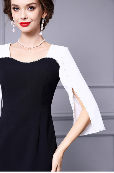 Black Split Beading Mother Of The Bride Dress