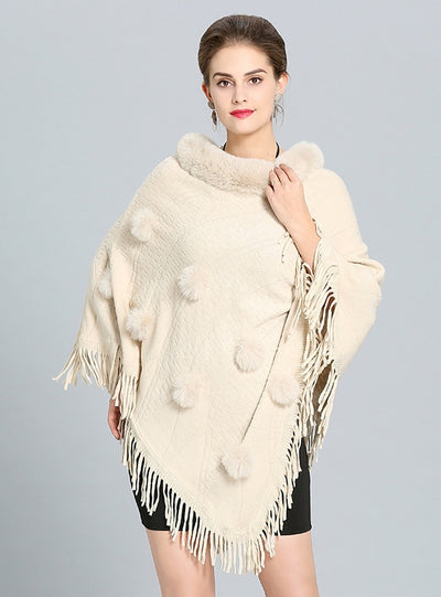 Knitted Tassel Pullover Cloak Shawl Coat