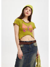 Short Sleeve Slim Butterfly T-shirt Top