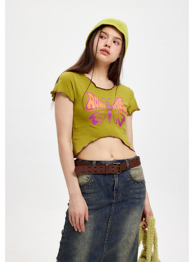 Short Sleeve Slim Butterfly T-shirt Top